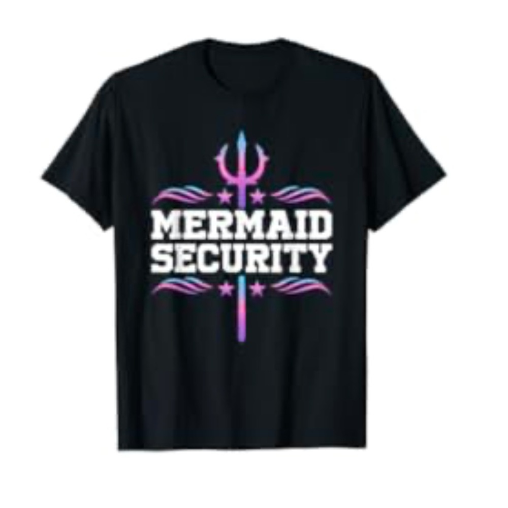 Mermaid Security Cotton Graphic Novelty T shirt M